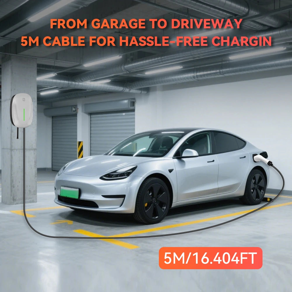 JDMEX 7KW EV Charger Station 32A 1Phase Type1 / GBT Electric Vehicle Car Charger EVSE Wallbox Wallmount 7KW 5M Cable SAE J1772
