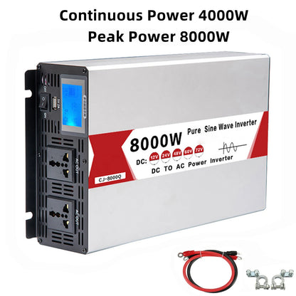 Inverter 12V 24V 48V 60V 72V To AC 220V Pure Sine Wave 60hz 6000W 8000W Power Inverter Frequency Converter Dual Socket With USB
