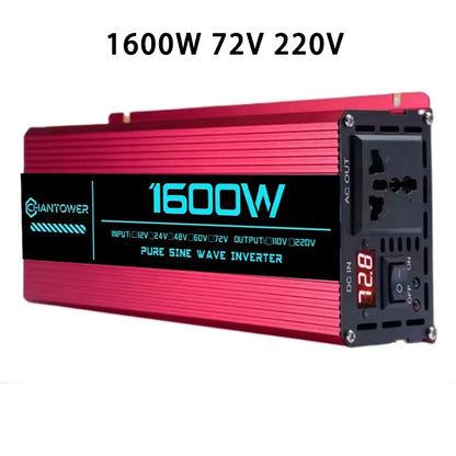 Pure Sine Wave Inverter DC 48V/72V to AC 220V 1000W 1600W 3000W 4000W 5000W 6000W LCD Display Power Converter Car Solar Inverter