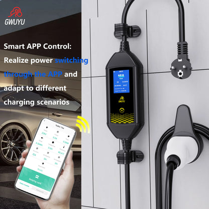 Portable EV Charger 3.5KW AC EV Charging Station Type2 J1772 GBT Portable EV Charging Pile with 2.8 Inch LCD Screen APP Control