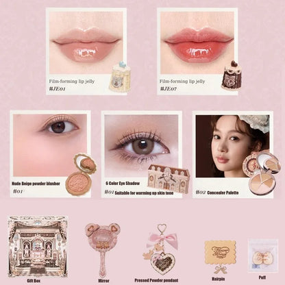THE SWEETIE BEAR COLLECTION Makeup Gift Set All In Shimmer Eye Shadow Palette Blush Powder Lip Jelly Gift Box