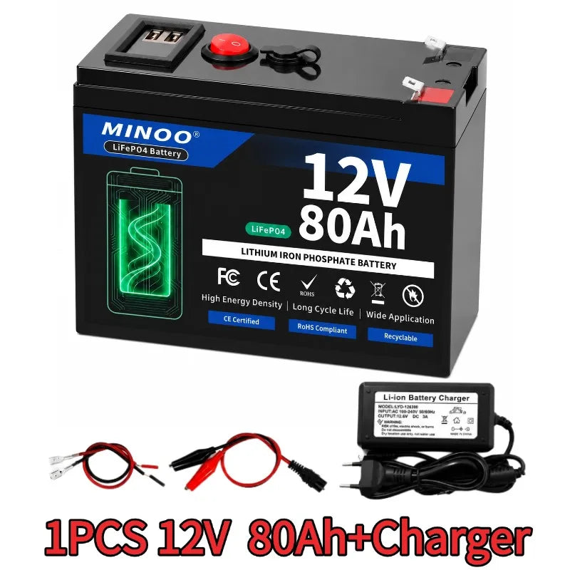 12 V 200Ah LiFePO4 Battery Lithium Iron Phosphate Rechargeable Battery With BMS 6000+ Cycles For Solar RV Marine Energy Storage