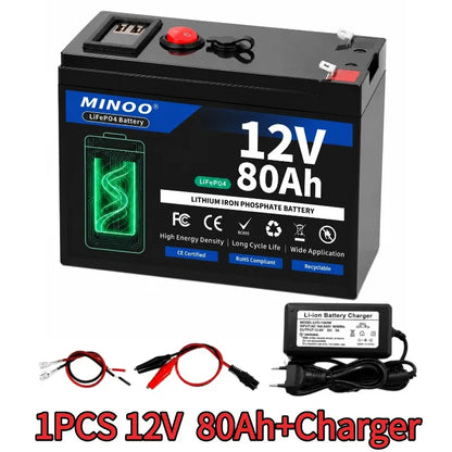 12 V 200Ah LiFePO4 Battery Lithium Iron Phosphate Rechargeable Battery With BMS 6000+ Cycles For Solar RV Marine Energy Storage