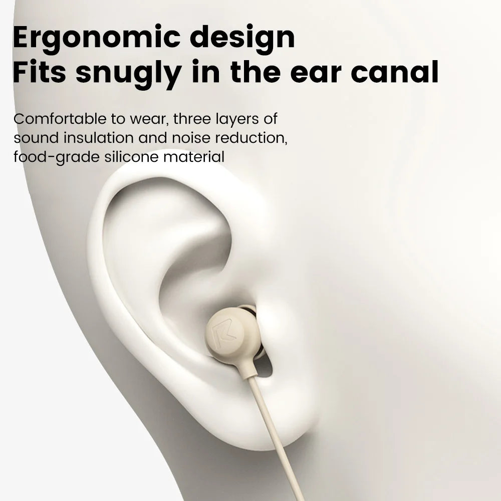 Elbow 3.5mm Wired Earphones Silicone Handsfree Sleep Headphones HiFi Sound Earbuds In-line Control Headset In-ear With Mic