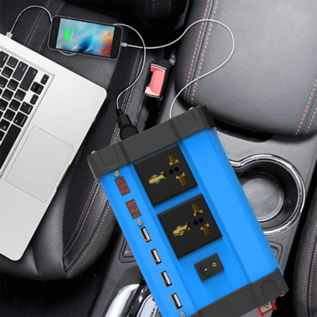 6000W Solar Inverter DC 12V to AC 110V 220V 4 USB LCD Display Solar Inverter Portable Mobile Power Camping RV Car Converter