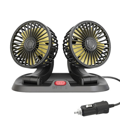 USB Charge Dual Head Fan Car Seat Back Cooling Fan Summer 360 Degree Rotation Auto Headrest Ventilation Fan Neck Cooler