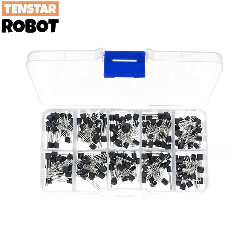 TO-92 BC337 BC327 2N2222 2N2907 2N3904 2N3906 S8050 S8550 A1015 C1815 Transistor Assortment Kit 10value 200PCS,Transistors Box