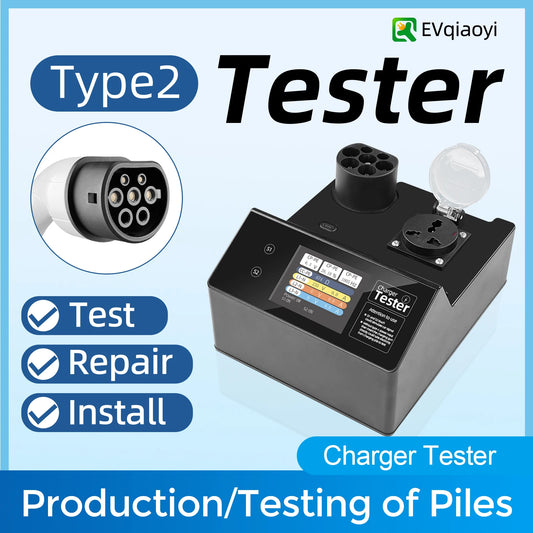 EVqiaoyi Portable Type 2 EV Charger Tester with Resistive Load Function for IEC 62196 Charging Station Installation and Testing