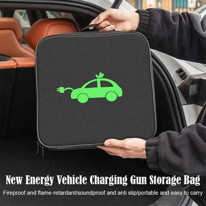 EV Charging Cable Storage Bag Electric Car Charger Box Charging Organizer Jumper Cable Bag Waterproof Fire Retardant Organizer