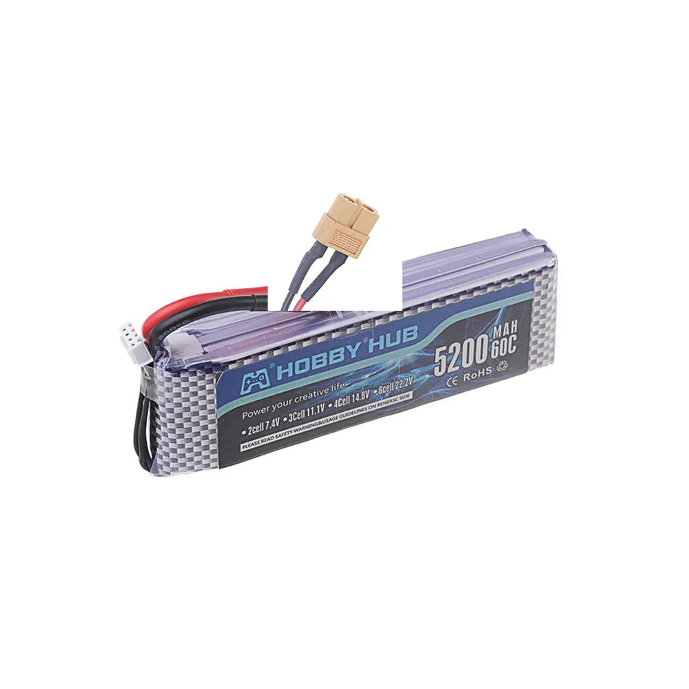 2S/3S/4S/6S 7.4v 11.1v 14.8v 22.2v 5200mah Lipo Battery 60C For RC Toys Car Truck Boats Drone Helicopter Parts With XT60 T Deans