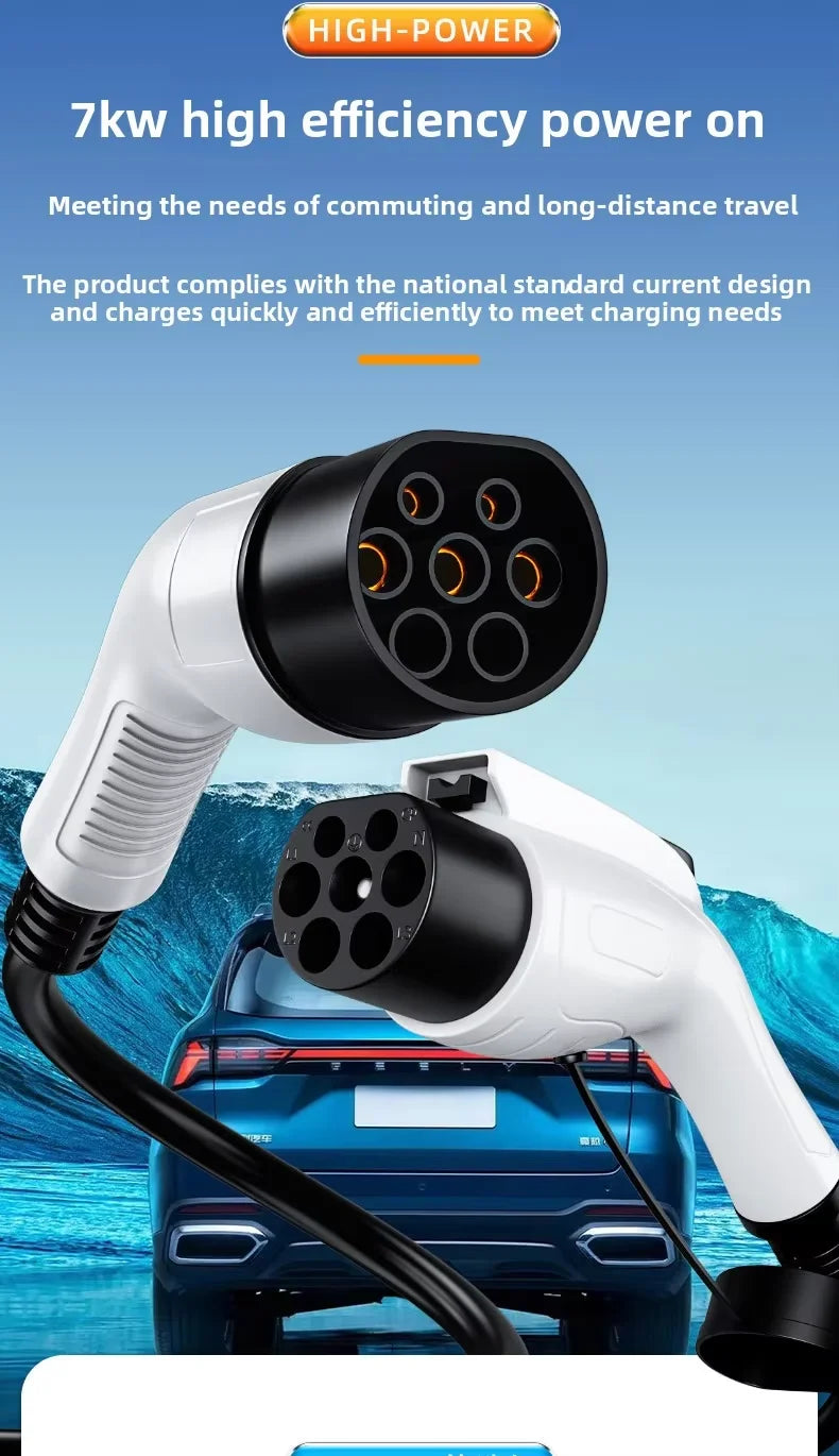 EV Charging Station Extension Cable 16A 7kW AC EV Charging Gun Extended Cord Slow-Charge Connector For BYD Home Use Charging