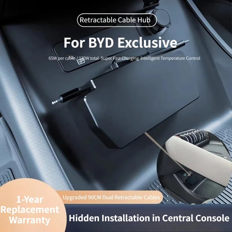 For SHUN SOON Retractable Car Charger Docking Station  Fit BYD Changan Geely New Energy Vehicles Auto Fast Charging Accessories