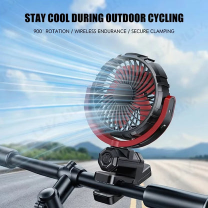 Rechargeable Car Clip Fan 2000mAh USB Cooling Fan 360° Rotation Portable Fan with 3 Speeds Strong Wind for Office Travel Camping