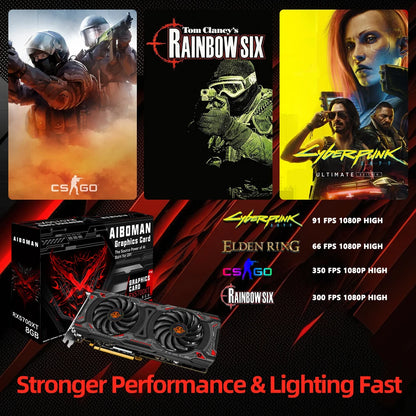 AIBOMAN Graphics card RX5700XT 8GB 256Bit GDDR6 BUSType PCI-E 4.0x16 Computer Assembly Accessories Graphics card