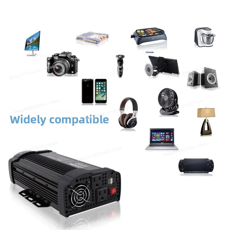1500W Solar Power Inverter 12V to 110V – Heavy-Duty Car Inverter for RV, Truck, Camping & Off-Grid Use