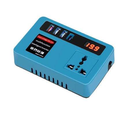 【S】18v-21v To 220v Battery Inverter with 4 USB LED Multifunctional Smart Transformer Dual Plug Household