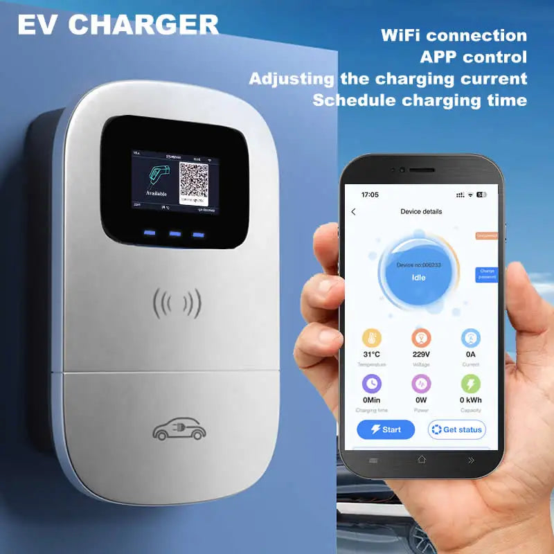 JIGU 11KW Electric Vehicle Charger GBT Car Charging Station Wallbox 380V EV Charger 16A GB/T Charging Cable 10 meters