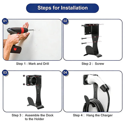 Wall Mount EV Charger Holder Garage Wall Mount Stainless Steel Wall Charger Mount EV Charger Holder Stainless Steel