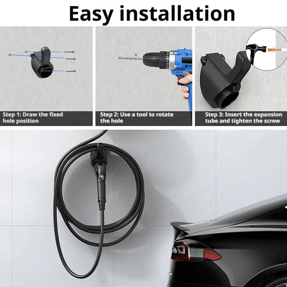 EV Charging Cable Holder Wall-mount Holster Charging Cable Organizer Car Charger Holder Type 1/Type 2 Cable Socket Holder