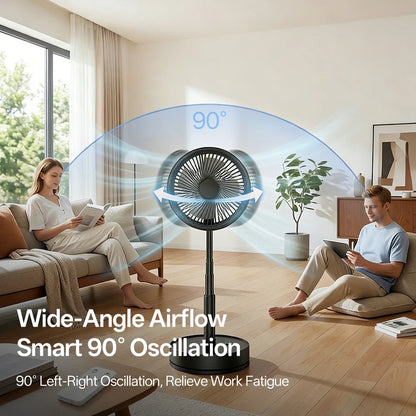 Portable Foldable Rechargeable Fan Operated USB C Small Fan With Remote Quiet Table Desk Fan Folding Standing Pedestal Fan Room