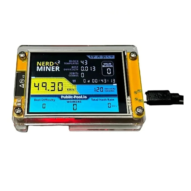 Exquisite-Brand New Nerdminer V3 2.8-Inch BTC Solo Lottery Nerd Miner Crypto Bitcoin Miner Solo Mining Machine