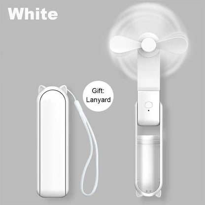 Mini Portable Handheld Fan 2000mAh USB Rechargeable Folding Small Pocket Fan with Handy Power Bank Foldable Hand Fan for Outdoor