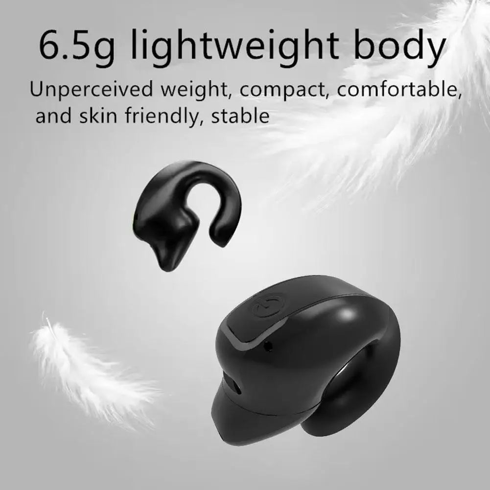 Wireless Bluetooth Earphones Bone Conduction Handsfree Earbuds TWS HIFI Stereo Single Ear Clip 9D Spatial Stereo Sound With Mic