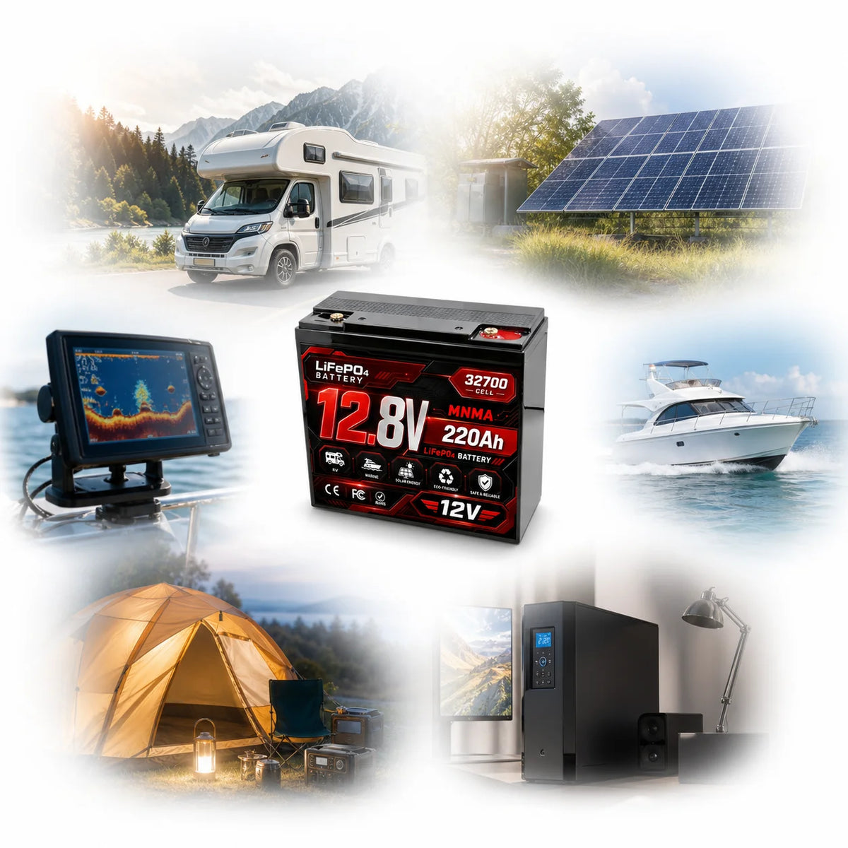 12V 180Ah 200Ah lithium iron phosphate energy storage power supply UPS RV outdoor camping built-in 100A BMS cold cycle 8000+