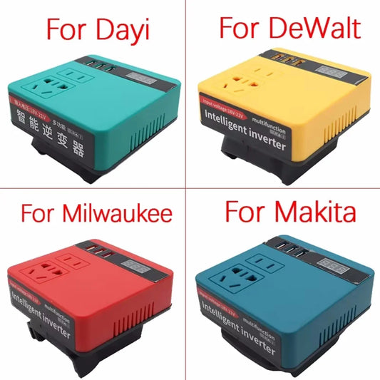 1Pcs 18V 20V To 220V Battery Inverter Dual Plug 120W Smart Transformer Multifunctional Household Outdoor Work Inverter Tool