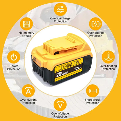 For DeWalt 20V Lithium Ion Batteries 20V 12Ah DCB203 Li Ion Battery Replacement DCB206 DCB205 DCB204 DCB200 Power Tools