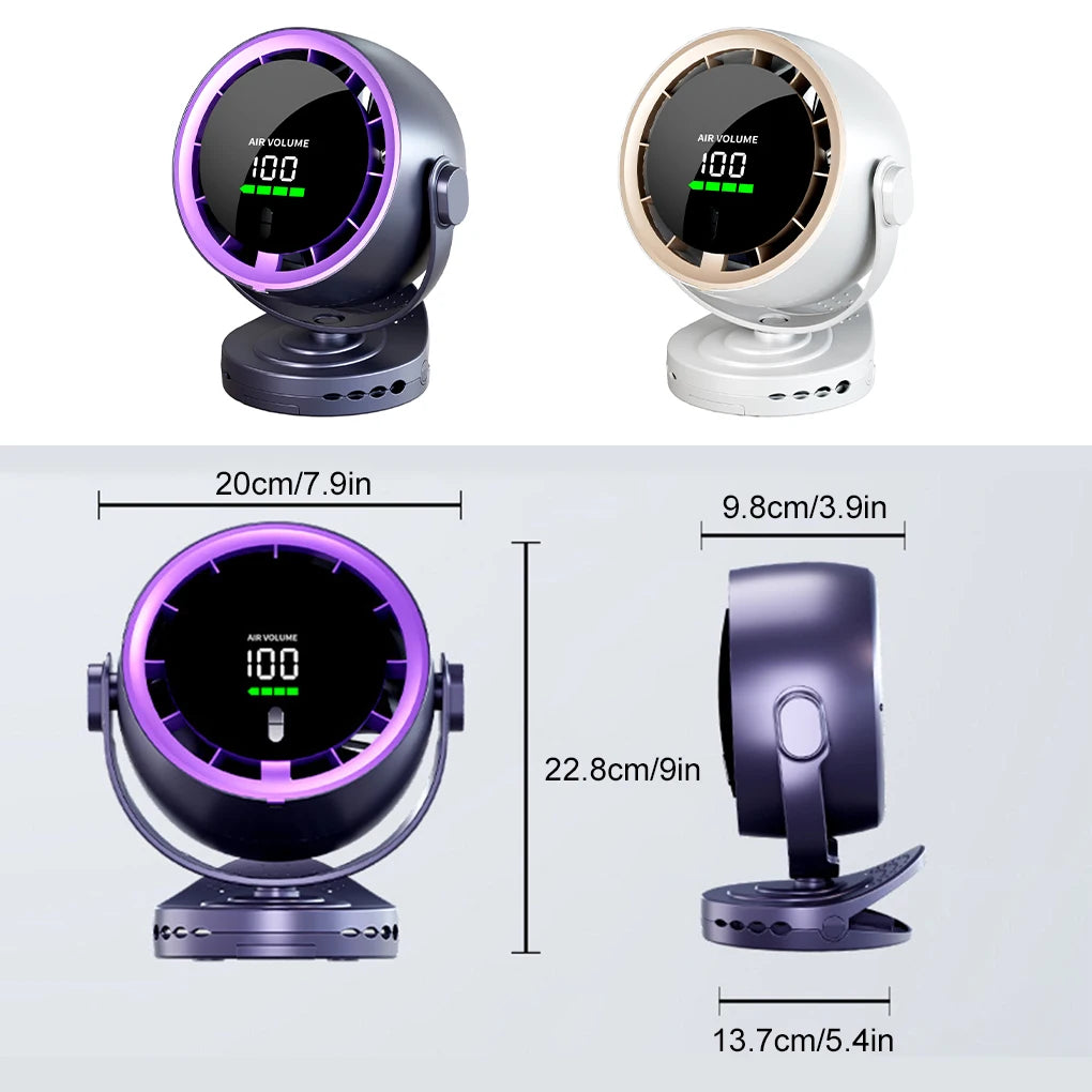 Digital Display Desktop Remote Control Fan 720 Degree Rotation Adjustable Clip-on Fan Office High Speed Turbine Powerful Fan