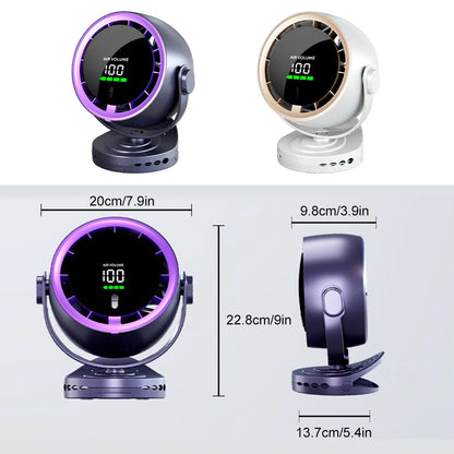 Digital Display Desktop Remote Control Fan 720 Degree Rotation Adjustable Clip-on Fan Office High Speed Turbine Powerful Fan