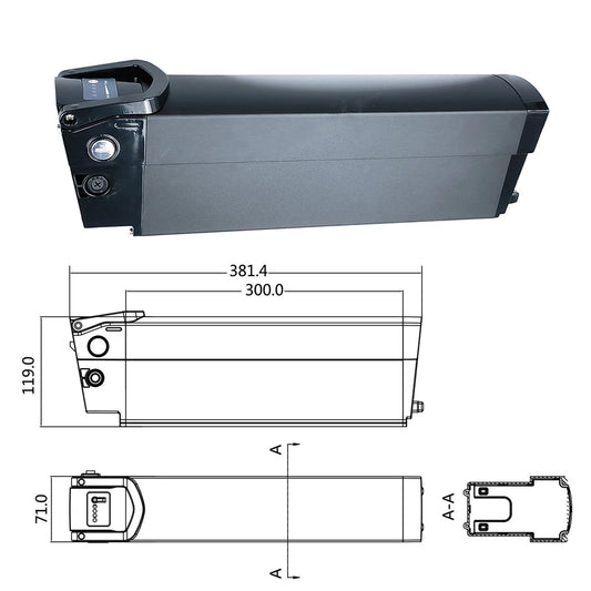 Lithium-ion Battery Pack for Folding Electric Bikes, 36V, 10.4Ah, 15Ah, 17.5Ah, 630Wh, 500W, 750W, QuietKat Bandit, VELEC R36