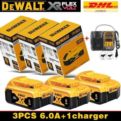 100% Original DeWalt Batteries 20V 6000mAh Li Ion Battery For DCB206 DCB205 DCB204 DCB200 DeWalt Power Tools Air Transport
