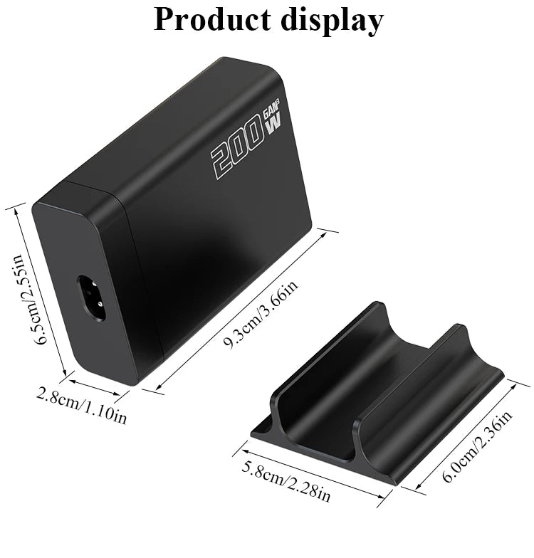 200W Gallium Nitride Multi Port Charging Station - Electronic Devices for Mobile Phones/Tablets Can Be Charged Simultaneously