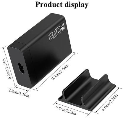200W Gallium Nitride Multi Port Charging Station - Electronic Devices for Mobile Phones/Tablets Can Be Charged Simultaneously