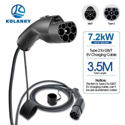 EV Charging Cable Type2 to GB/T EV Cable 3.6/7.2/11KW 1P/3P for GBT EV Car Charging On Type 2 Public Socket EVSE Charger Station
