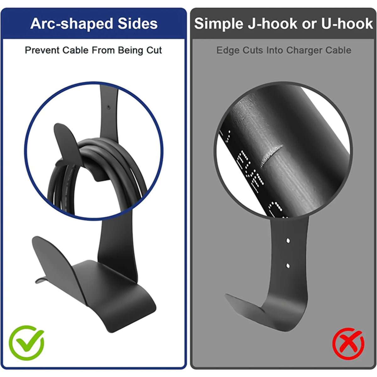 EV Charger Cable Holder Stainless Steel J1772 Charger Holder Wall Mounted Cable Organizer For EV Charging Accessories
