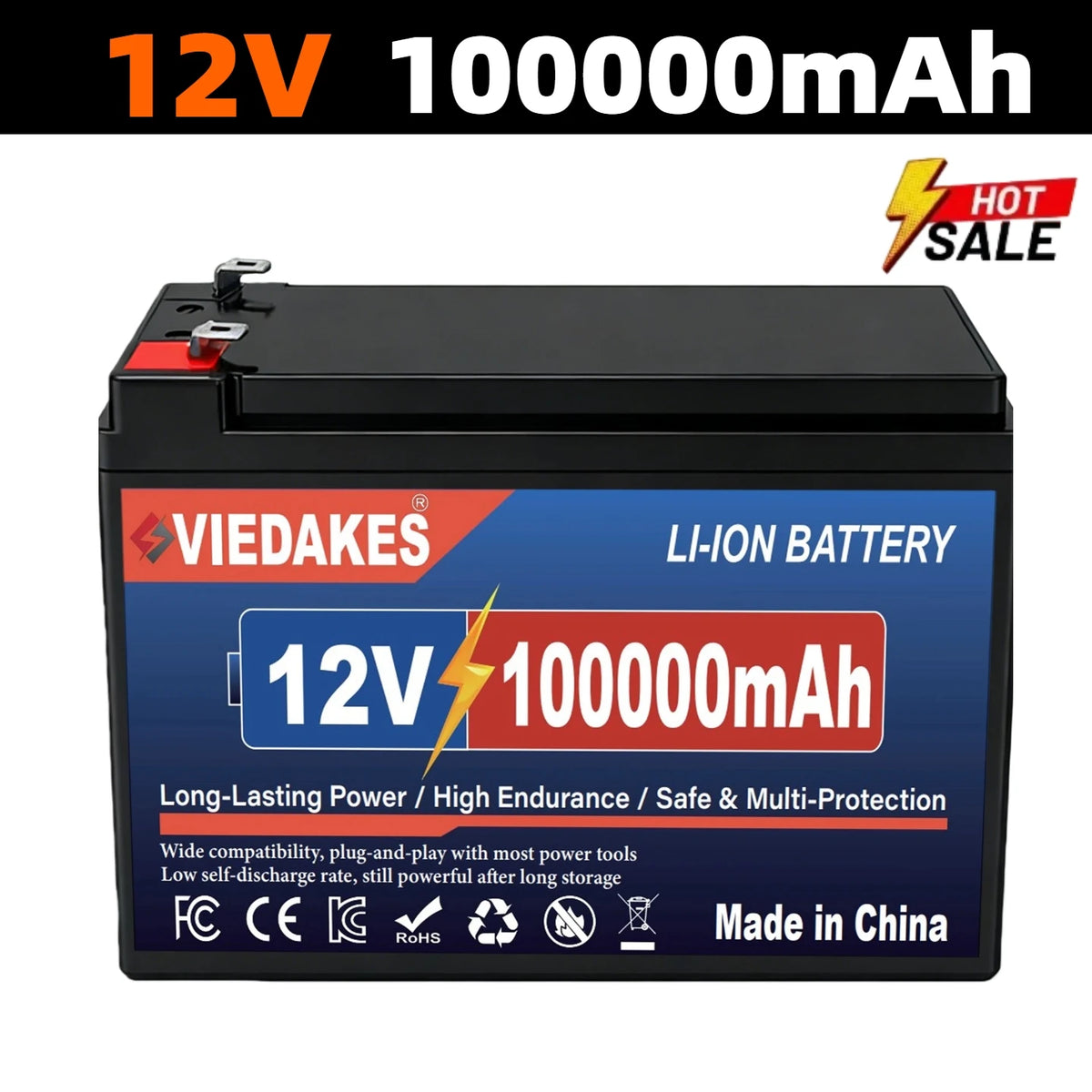 12V 200Ah LiFePO4 Lithium Battery, Deep 4000+Cycle Built-in BMS for Camping Power Supply, Boat, Spray, E-Wheel, Fish Finder☽