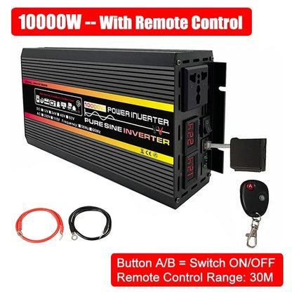 12000W/10000W Pure Sine Wave Power Inverter LED Display Power Inverter Transformer 12V 24V 48V 60V TO 220V Voltage Converter