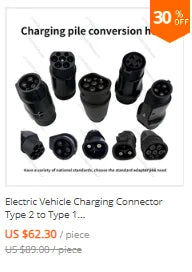 Electric Car Charging Adapter Barrel，32A EV charger converter charging station IEC 62196 Type2 to J1772 Type1 and Type1 to Type2