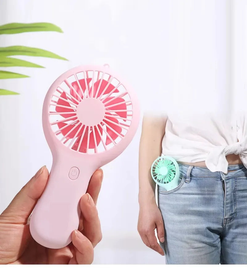 5pcs Portable Rechargeable Electric USB Charger Battery Handheld Mini Fan 3 Speed Lightweight with Data Cable Air Cooling Fans
