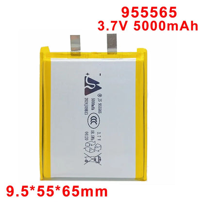 955565 Lithium Polymer Battery 3.7V 5000mAh Rechargeable Lipo Batteries for Mobile Power GPS Locator Camera Tablet PC DVD