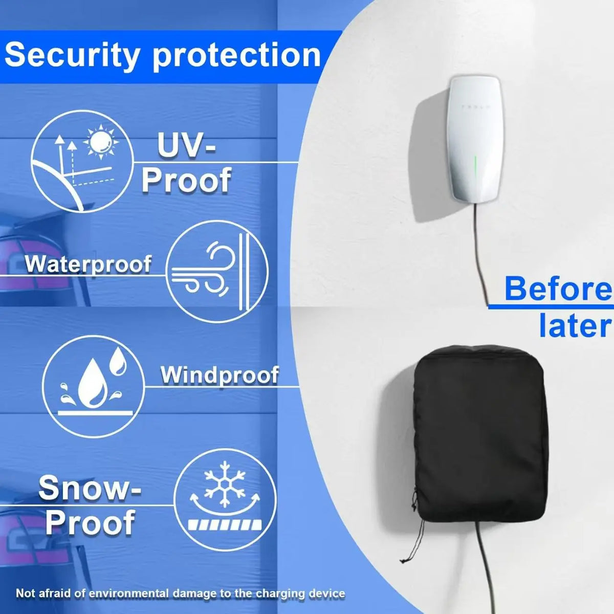 Car Charging Station Dust Cover, EV Charger Cover, Charging Station Hood, Adjustable Size Zipper Waterproof and Dust-Proof Cover