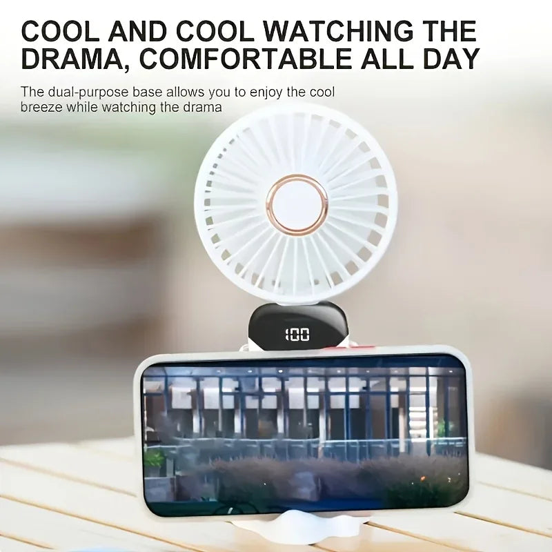 1200mAh Portable Mini Fan With LED USB Battery Fans Rechargeable Cool Cooler Small Foldable Handheld Desk Bedroom Indoor Home