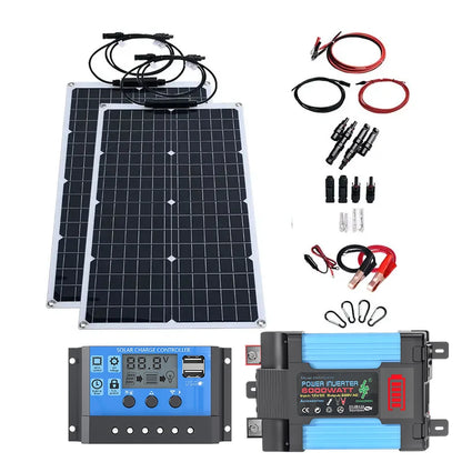 2000W All-in-One Solar Kit | 4000-6000W Inverter & Flexible Panel | 110V/220V Output for Home, Camping, Off-Grid Power