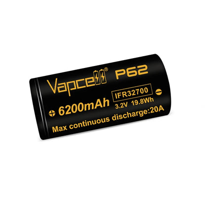 Vapcell 6200mAh P62 IFR32700 Lifepo4 High Power Rechargeable Battery 20A 3C 3.2V Max 40A 32700 Lithium Batteries