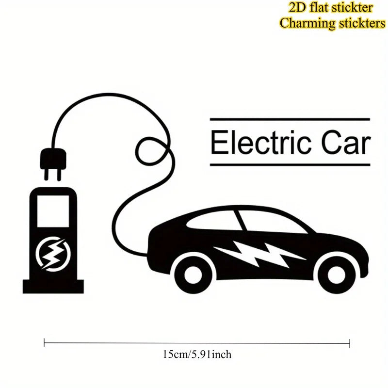 EV Vinyl Stickers with Charging Station Sign, Waterproof for Electric Cars