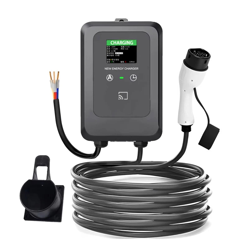 EV Wallbox 5M/10M 7KW 32A Charging Station Car Home EV Wallbox Electric Car EV Wallbox With 5M Cable Color Screen