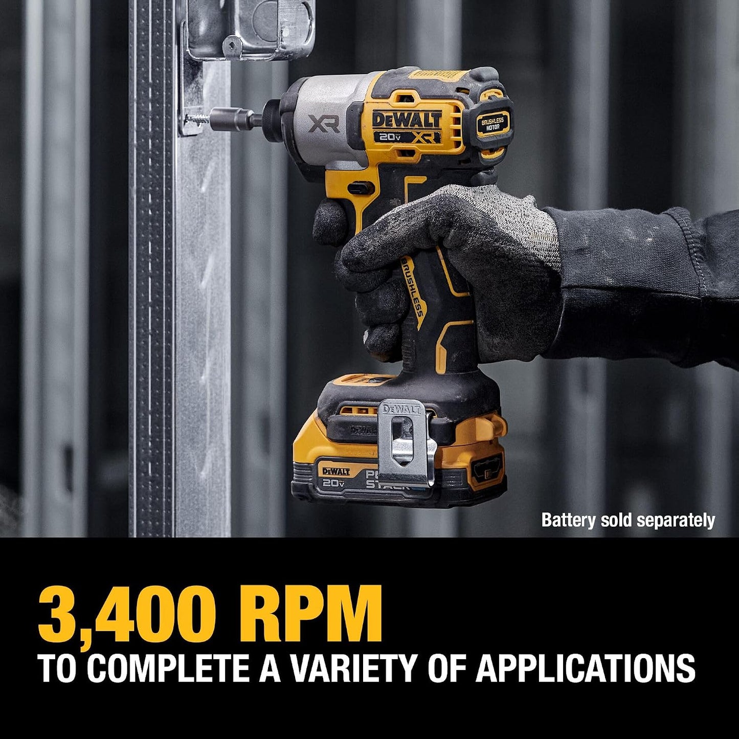 DEWALT 20V MAX XR Impact Driver, 1/4 Inch High Torque Brushless 3 Speed Premium Cordless with LED Light, Extended Runtime, Tool Only (DCF845B)